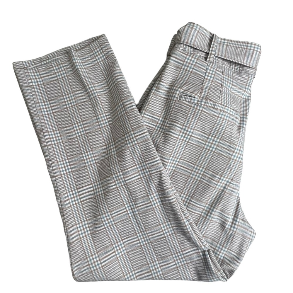 Joie Womens Tan Plaid High Waisted Belted‎ Straight Leg Pants Size 4